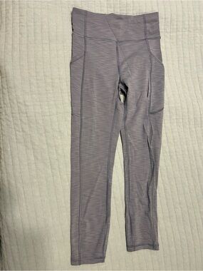lululemon athletica Lavender Gray Striped High-Rise Leggings